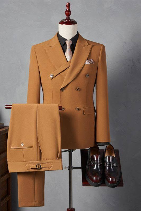 Camel Double-Breasted Suit